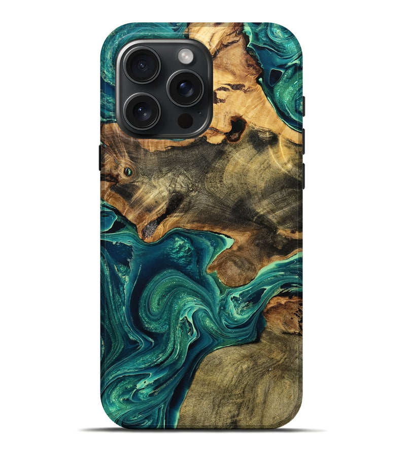 iPhone 16 Pro Max Wood Live Edge Phone Case - Jason (Green, 772923)
