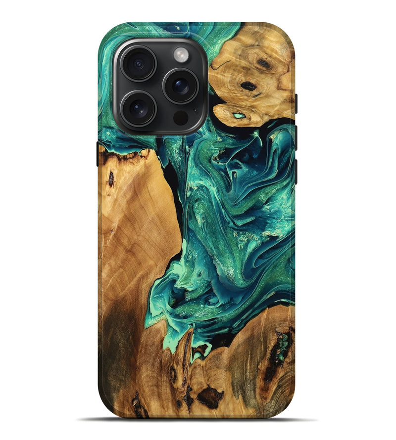 iPhone 16 Pro Max Wood Live Edge Phone Case - Marta (Green, 772924)