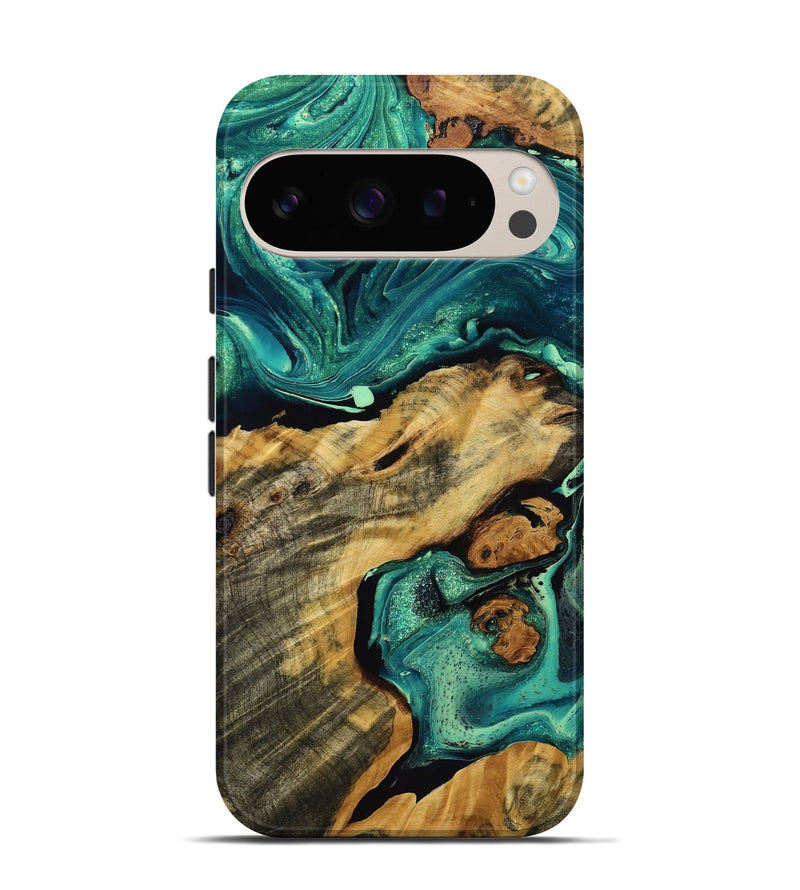 Pixel 9 Pro Wood Live Edge Phone Case - Rosina (Green, 772925)