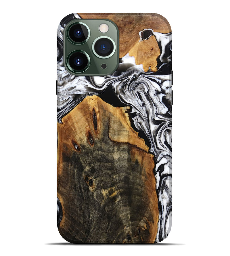 iPhone 13 Pro Max Wood Live Edge Phone Case - Mintie (Black & White, 772926)