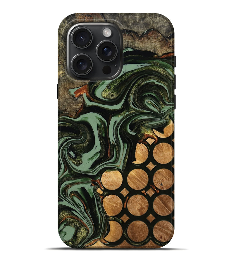iPhone 16 Pro Max Wood Live Edge Phone Case - Marlo (Green, 772928)
