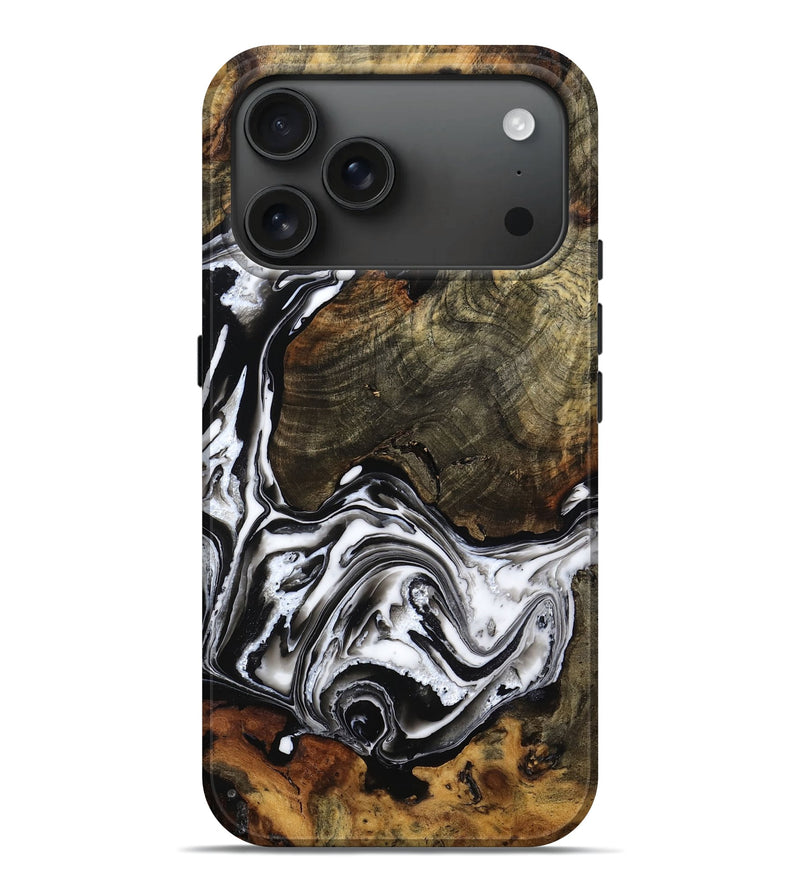 iPhone 17 Pro Max Wood Live Edge Phone Case - Luke (Black & White, 772929)