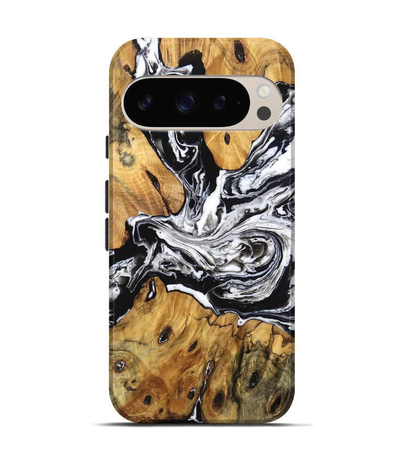 Pixel 9 Pro Wood Live Edge Phone Case - Brycen (Black & White, 772939)