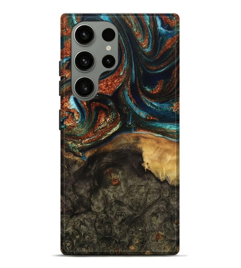 Galaxy S23 Ultra Wood Live Edge Phone Case - Wm (Teal & Gold, 772943)
