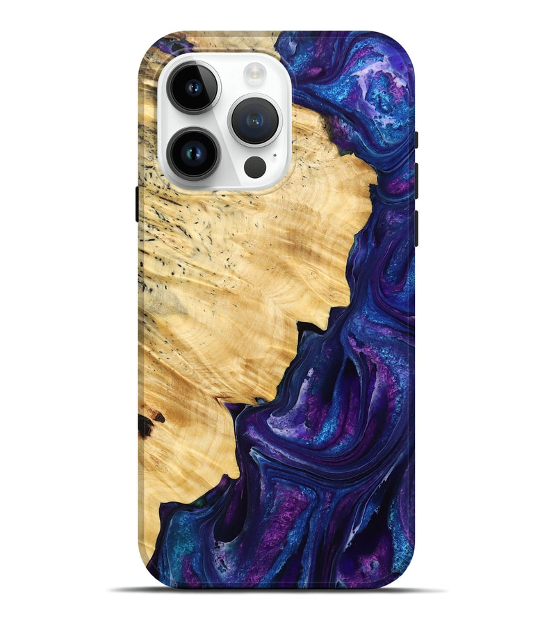 iPhone 15 Pro Max Wood Live Edge Phone Case - Ameer (Purple, 772954)