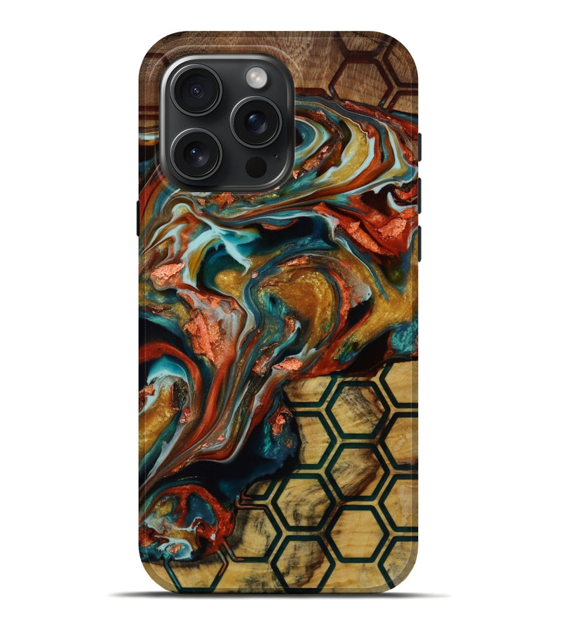 iPhone 16 Pro Max Wood Live Edge Phone Case - Brynlee (Metallic, 773042)