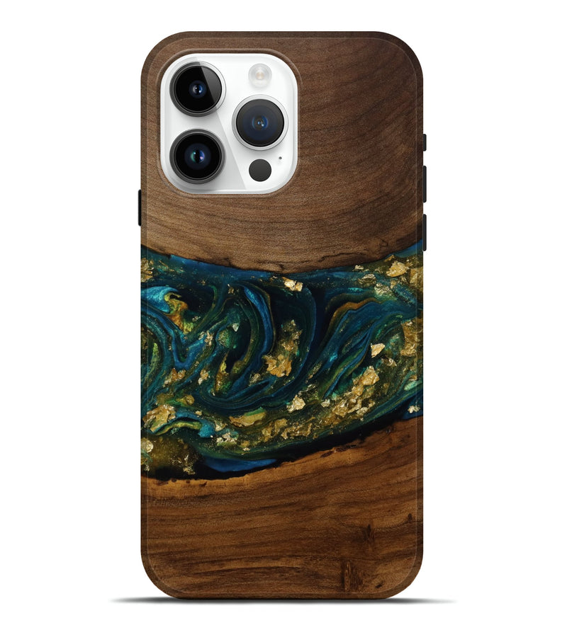 iPhone 15 Pro Max Wood Live Edge Phone Case - Fern (Metallic, 773092)