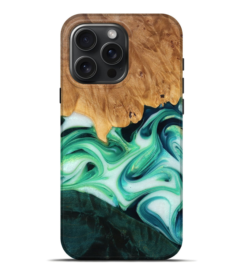 iPhone 16 Pro Max Wood Live Edge Phone Case - Era (Green, 773168)