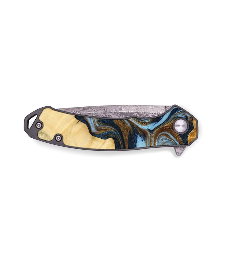 EDC Wood Pocket Knife - Seymour (Teal & Gold, 773175)