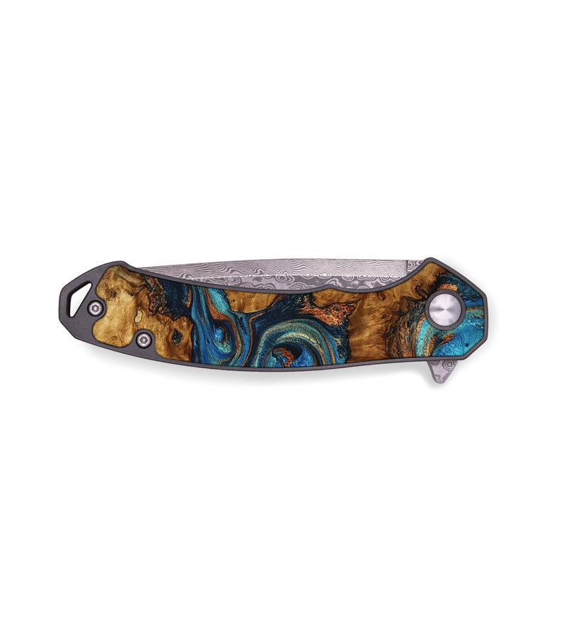 EDC Wood Pocket Knife - Sandi (Teal & Gold, 773227)