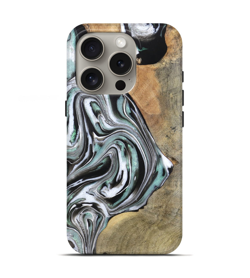 iPhone 16 Pro Wood Live Edge Phone Case - Rhianna (Black & White, 773688)