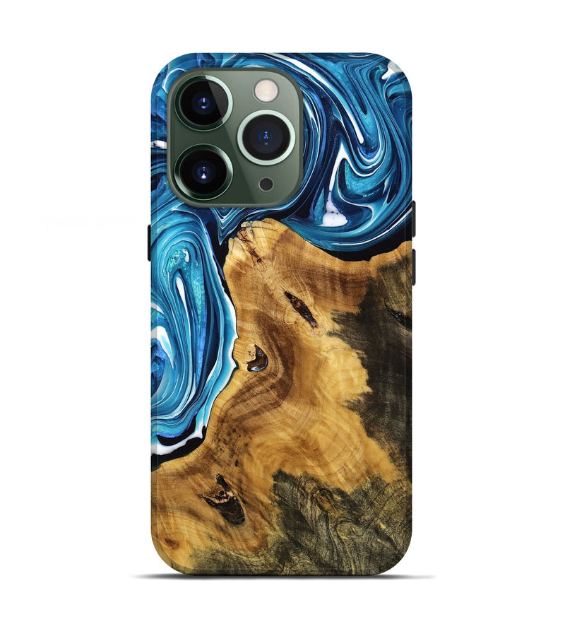 iPhone 13 Pro Wood Live Edge Phone Case - Paityn (Blue, 773691)