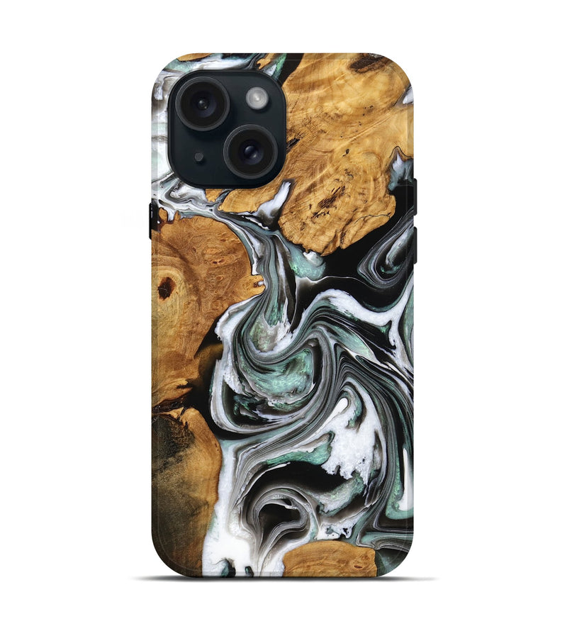 iPhone 15 Wood Live Edge Phone Case - Zyaire (Black & White, 773694)