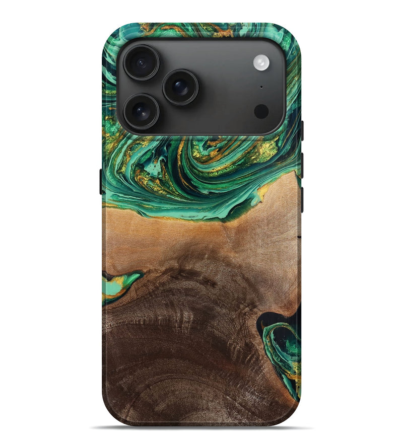 iPhone 17 Pro Max Wood Live Edge Phone Case - Maegan (Green, 773697)