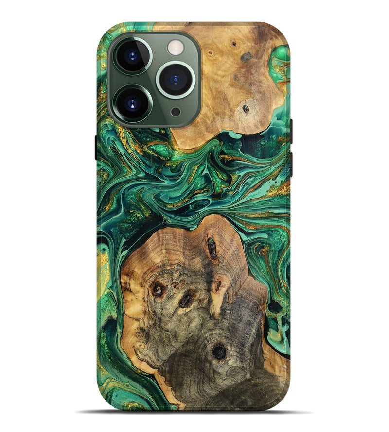 iPhone 13 Pro Max Wood Live Edge Phone Case - Yasmine (Green, 773703)