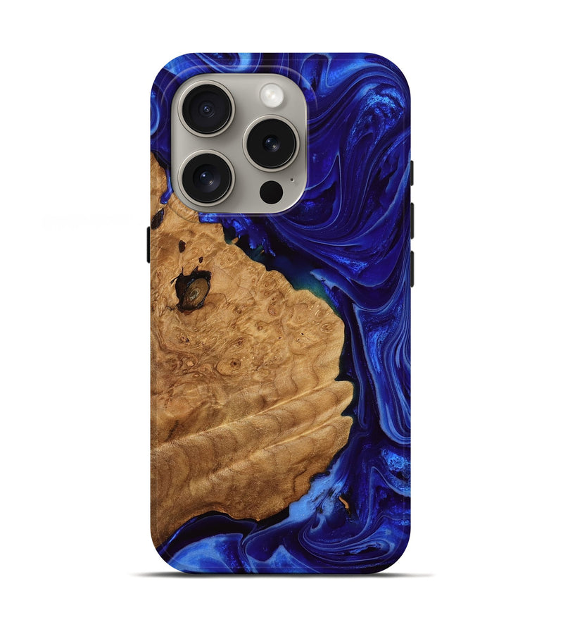 iPhone 16 Pro Wood Live Edge Phone Case - Bodie (Blue, 773951)