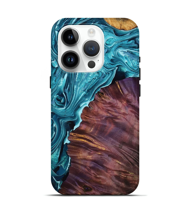 iPhone 15 Pro Wood Live Edge Phone Case - Elden (Blue, 773952)