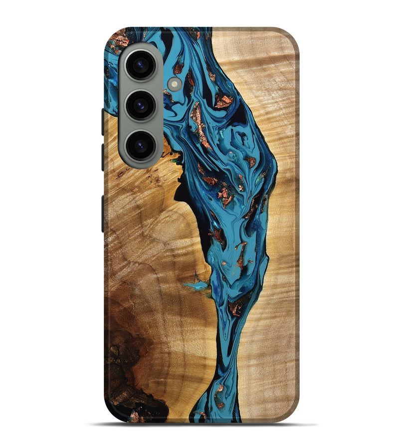 Galaxy S24 Plus Wood Live Edge Phone Case - Robyn (Teal & Gold, 773954)