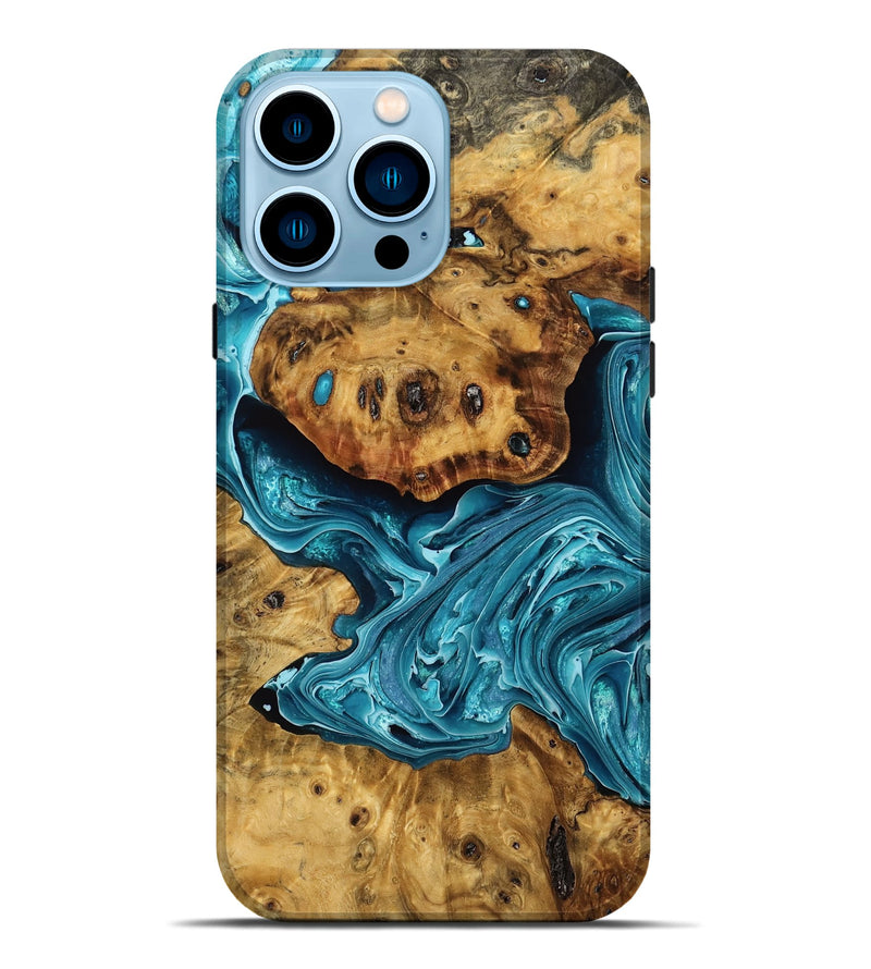 iPhone 14 Pro Max Wood Live Edge Phone Case - Nira (Blue, 773960)