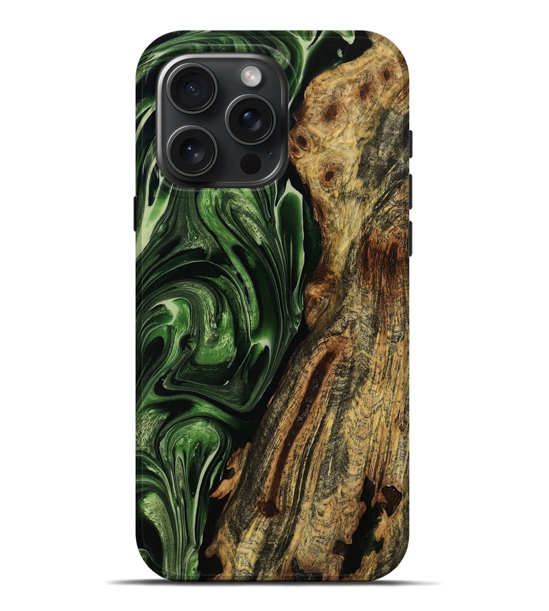 iPhone 16 Pro Max Wood Live Edge Phone Case - Vanesa (Green, 774269)