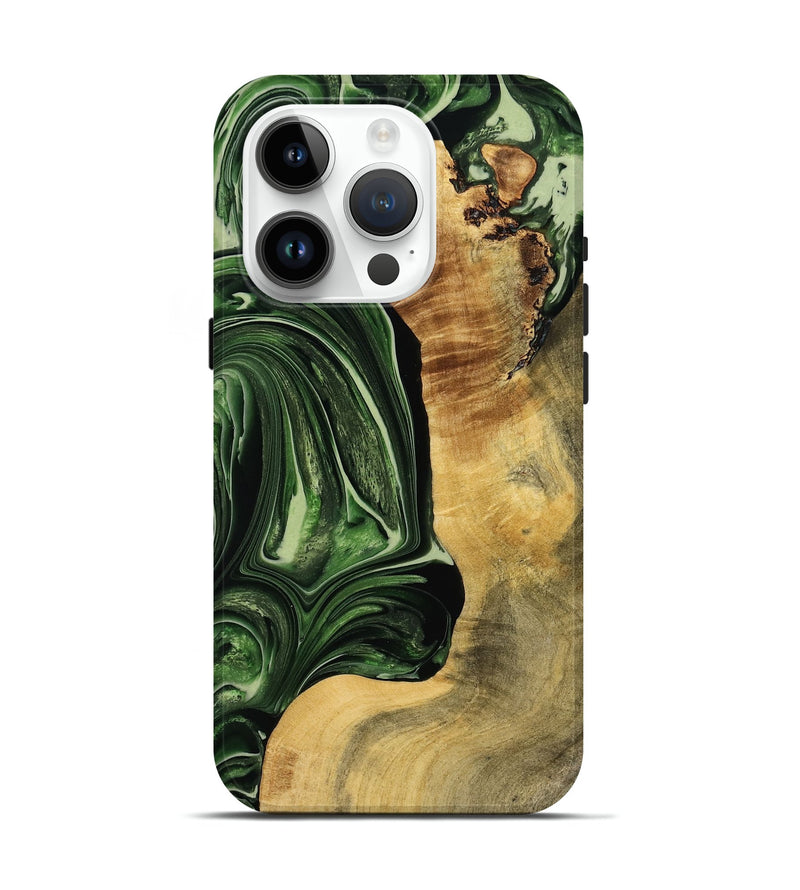 iPhone 15 Pro Wood Live Edge Phone Case - Nelle (Green, 774273)