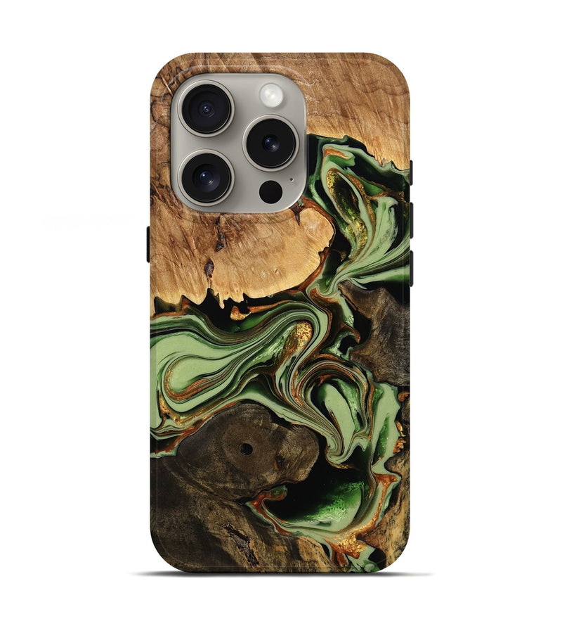 iPhone 16 Pro Wood Live Edge Phone Case - Amari (Green, 774274)