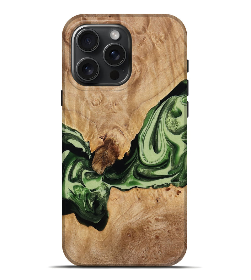 iPhone 16 Pro Max Wood Live Edge Phone Case - Shyanne (Green, 774275)