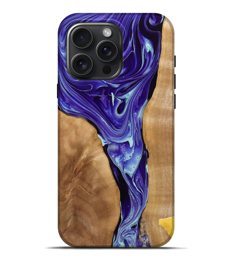 iPhone 16 Pro Max Wood Live Edge Phone Case - Elvera (Purple, 774278)