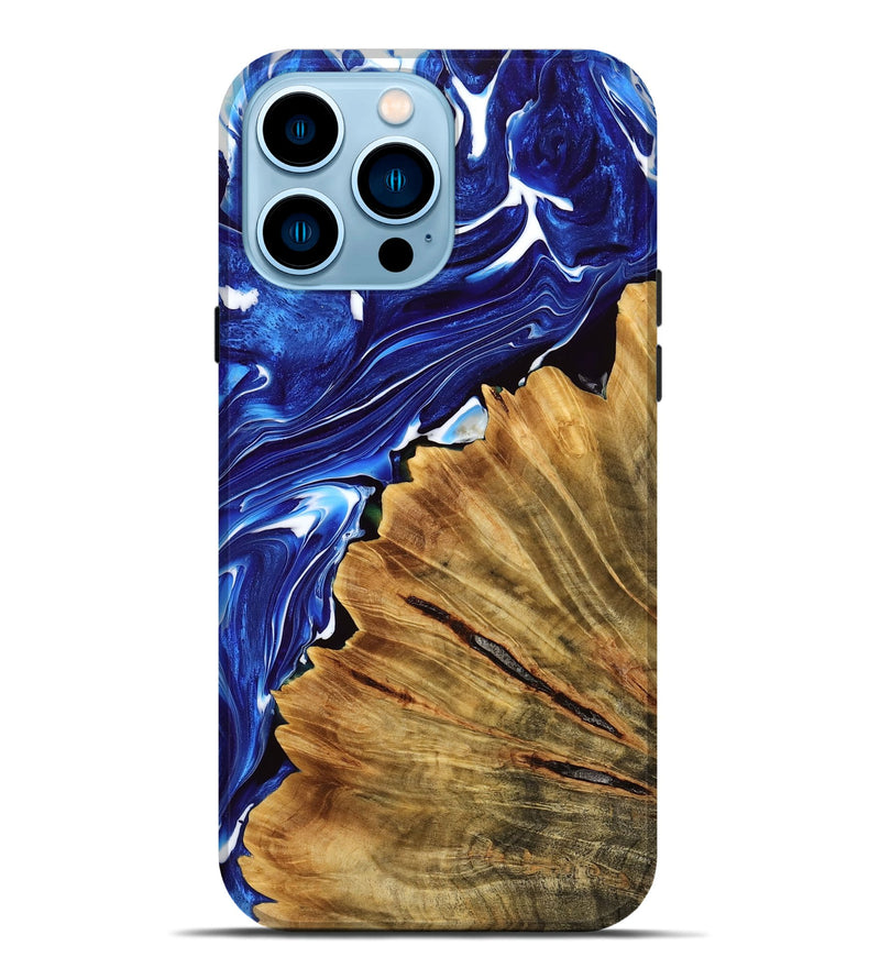 iPhone 14 Pro Max Wood Live Edge Phone Case - Isiah (Blue, 774280)