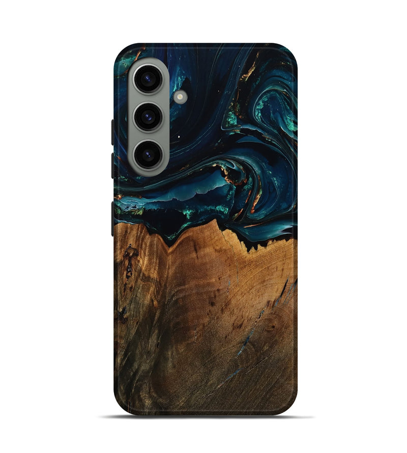Galaxy S24 Wood Live Edge Phone Case - Spenser (Teal & Gold, 774282)