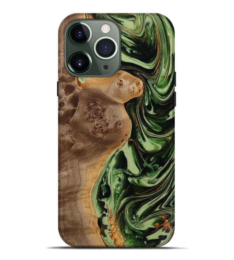 iPhone 13 Pro Max Wood Live Edge Phone Case - Junior (Green, 774286)