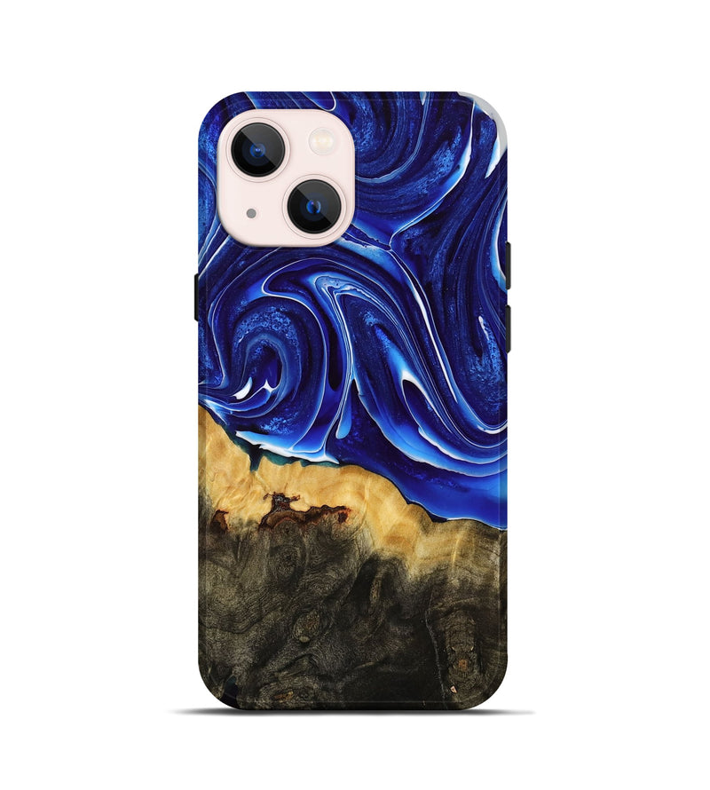 iPhone 13 mini Wood Live Edge Phone Case - Durward (Blue, 774289)