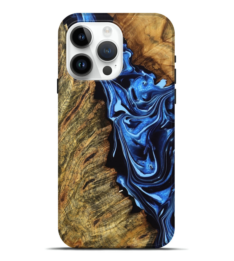 iPhone 15 Pro Max Wood Live Edge Phone Case - Belva (Blue, 774589)