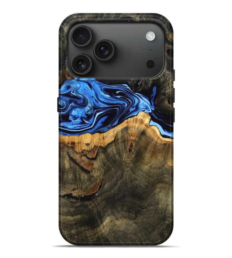iPhone 17 Pro Max Wood Live Edge Phone Case - Adhara (Blue, 774591)