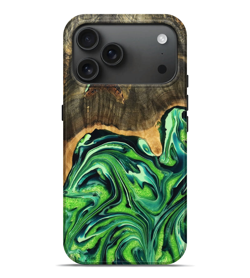 iPhone 17 Pro Max Wood Live Edge Phone Case - Anais (Green, 774595)
