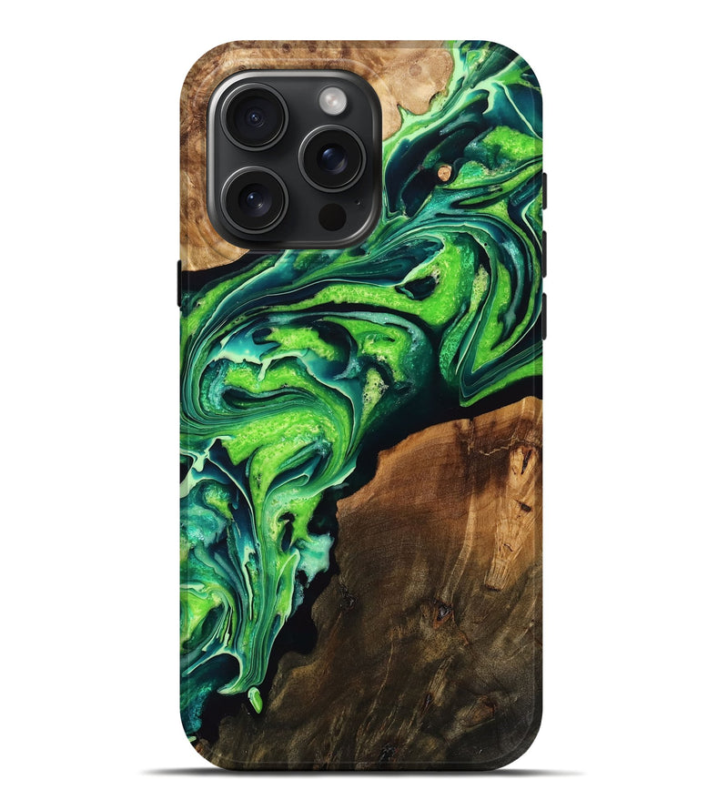 iPhone 16 Pro Max Wood Live Edge Phone Case - Josiah (Green, 774600)