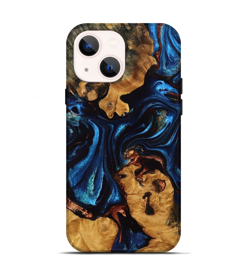 iPhone 13 Wood Live Edge Phone Case - Tamatha (Blue, 774602)