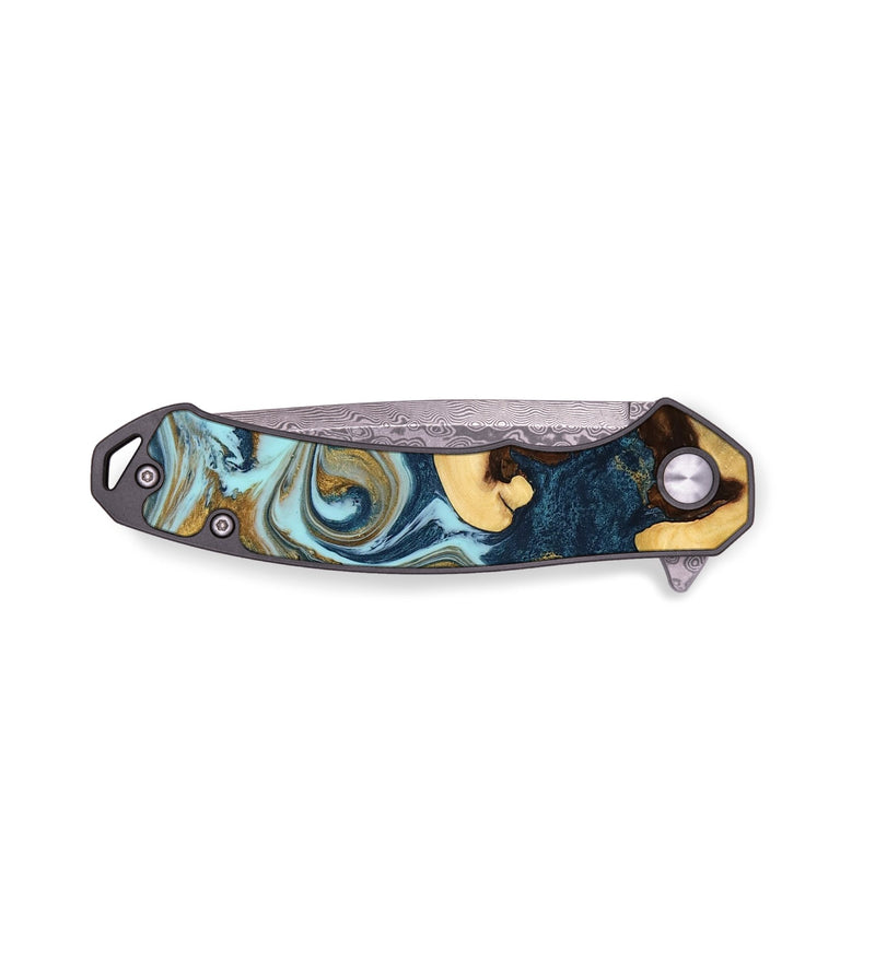 EDC Wood Pocket Knife - Elisa (Teal & Gold, 774743)