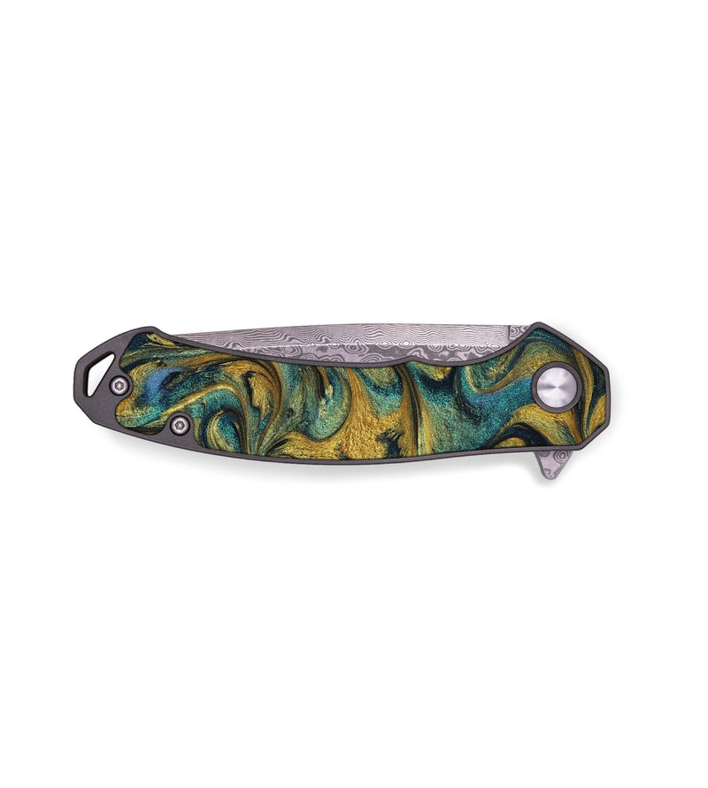 EDC Wood Pocket Knife - Hobson (Teal & Gold, 774748)