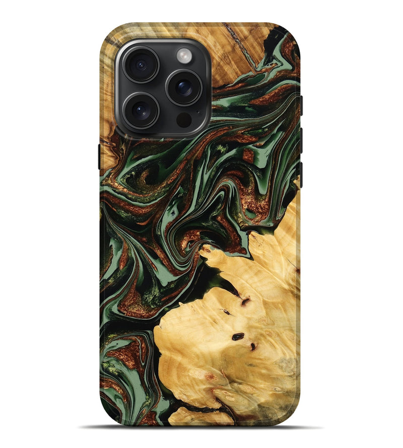 iPhone 16 Pro Max Wood Live Edge Phone Case - Kenneth (Green, 775011)