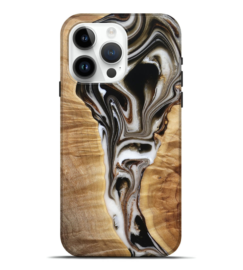 iPhone 15 Pro Max Wood Live Edge Phone Case - Cierra (Black & White, 775013)