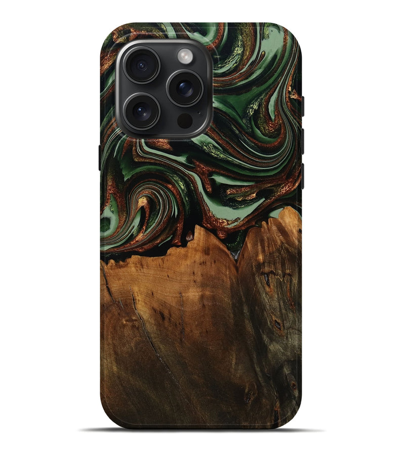 iPhone 16 Pro Max Wood Live Edge Phone Case - Stanley (Green, 775015)