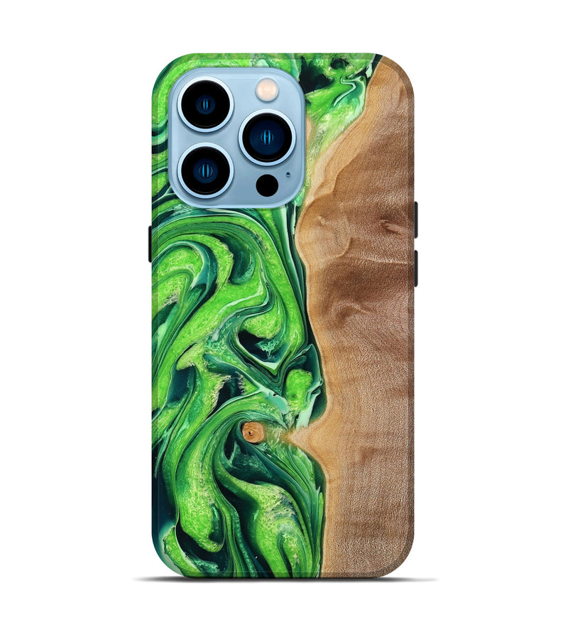 iPhone 14 Pro Wood Live Edge Phone Case - Loni (Green, 775017)