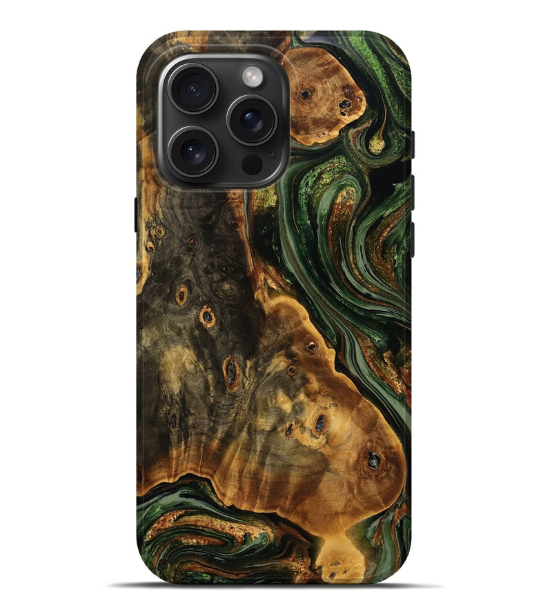 iPhone 16 Pro Max Wood Live Edge Phone Case - Jaidyn (Green, 775019)