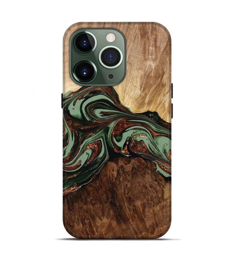 iPhone 13 Pro Wood Live Edge Phone Case - Areli (Green, 775024)
