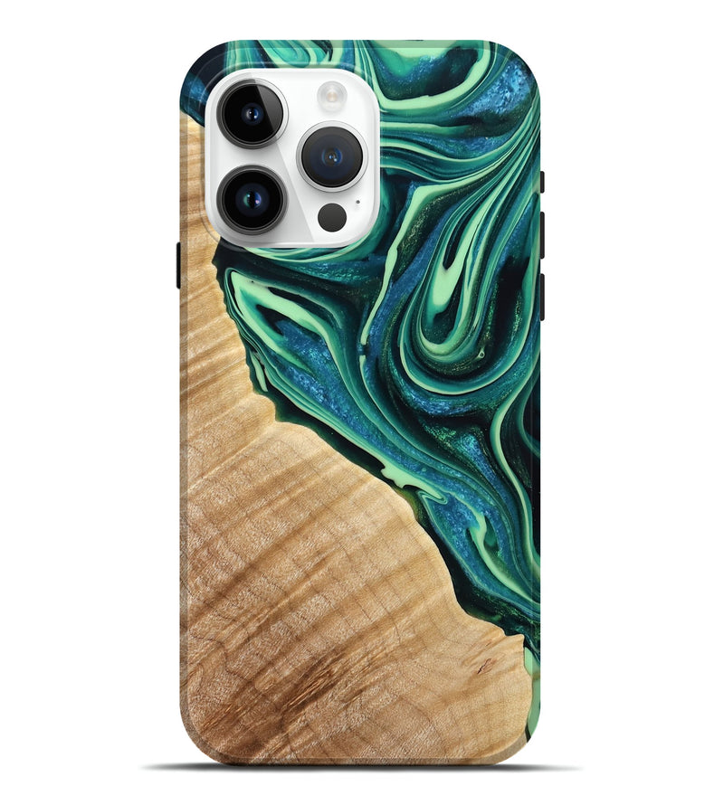 iPhone 15 Pro Max Wood Live Edge Phone Case - Cole (Green, 775030)