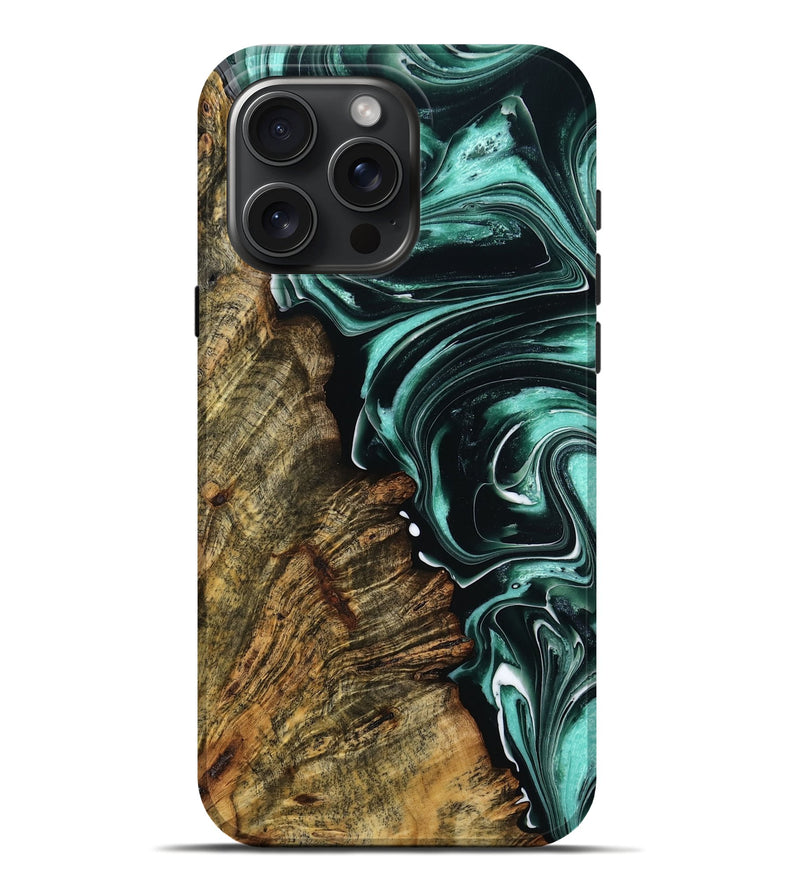 iPhone 16 Pro Max Wood Live Edge Phone Case - Sharron (Green, 775032)