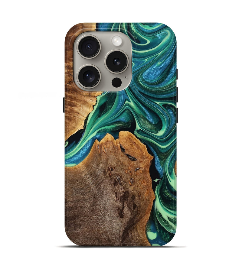 iPhone 16 Pro Wood Live Edge Phone Case - Reid (Green, 775033)