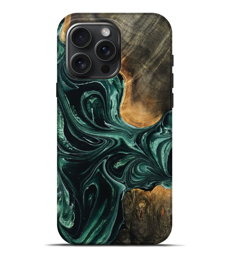 iPhone 16 Pro Max Wood Live Edge Phone Case - Kennedy (Green, 775034)