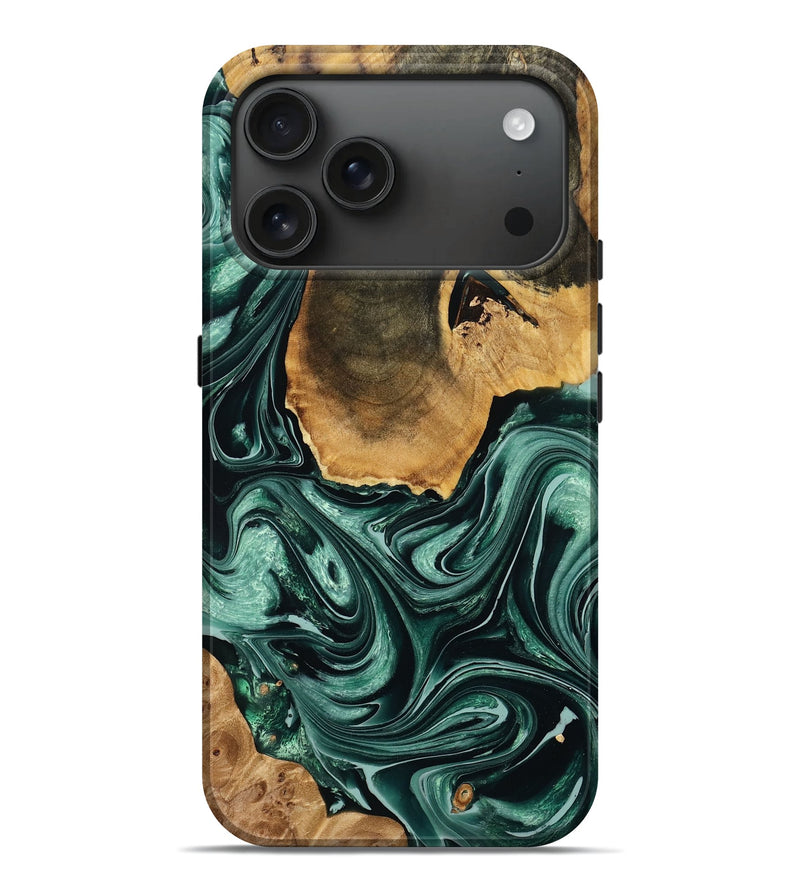iPhone 17 Pro Max Wood Live Edge Phone Case - Jonna (Green, 775035)